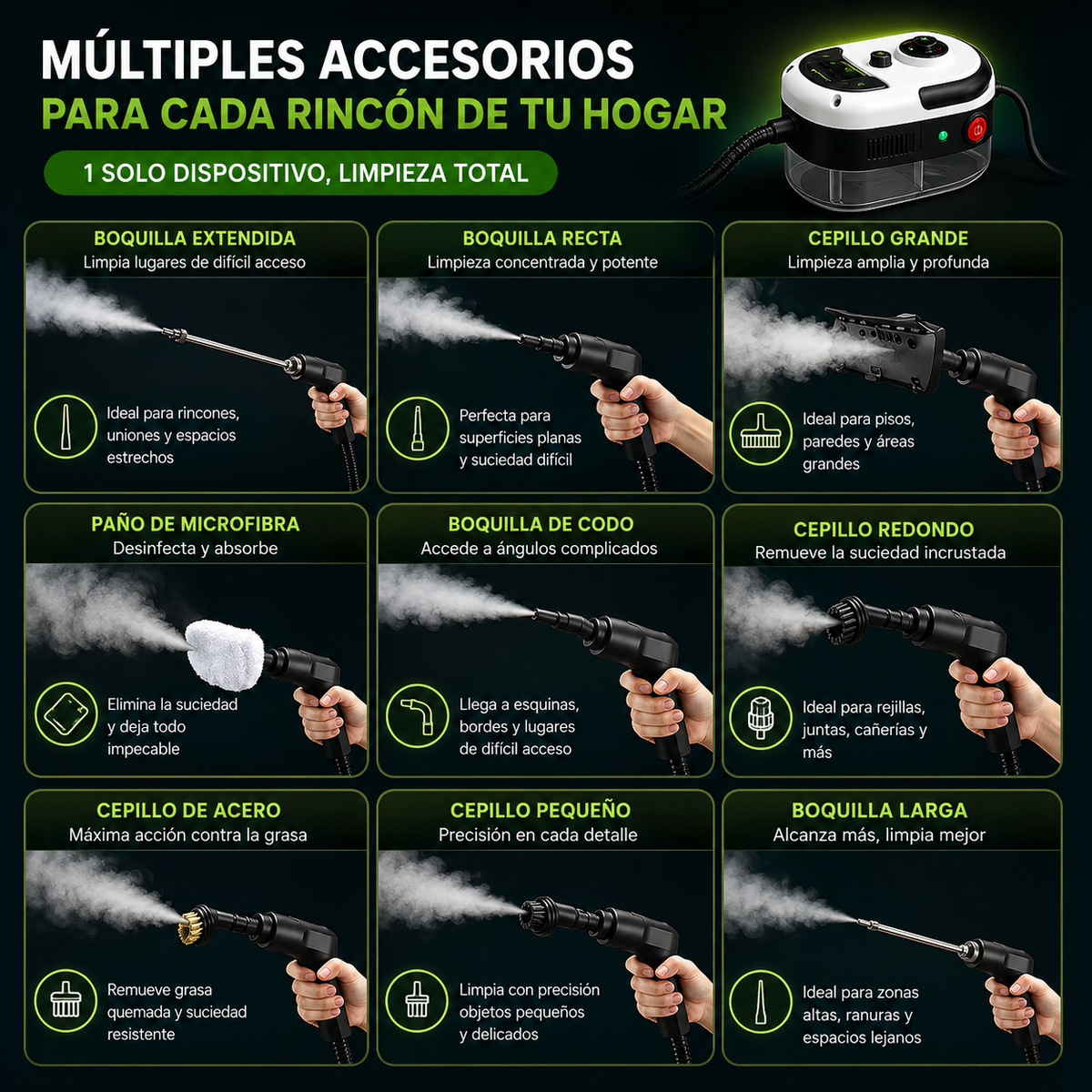 LIMPIADOR A VAPOR PORTÁTIL 100% SIN QUÍMICOS 💨