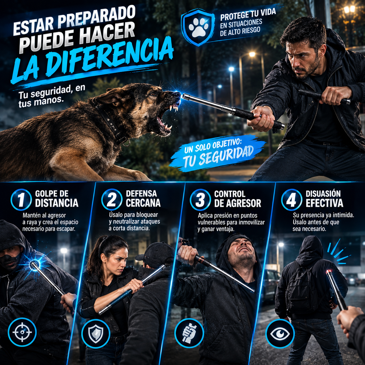 Bastón Retráctil de Defensa Personal | 50% OFF