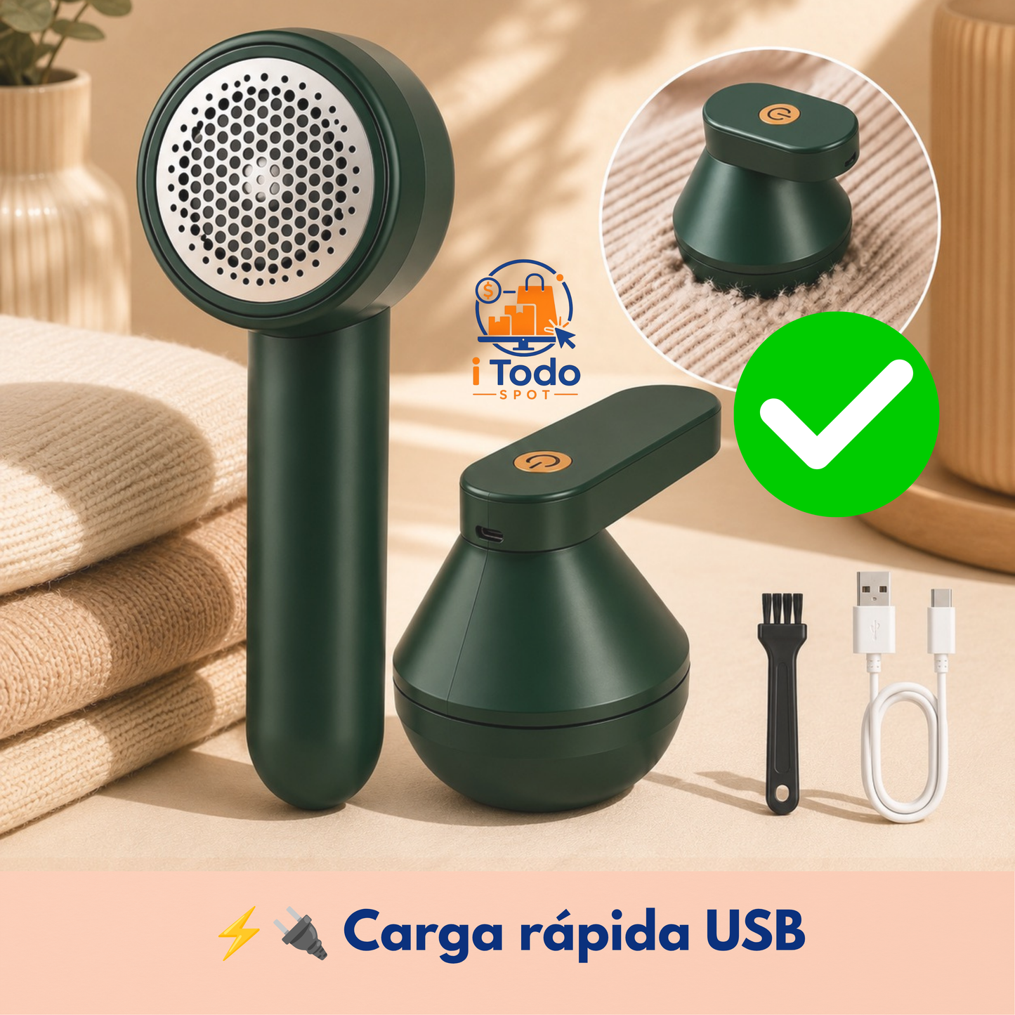 Quita Pelusas Eléctrico Portátil con Carga USB
