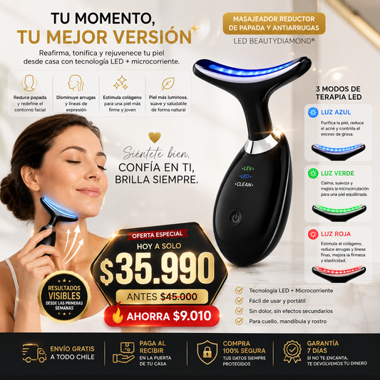 Masajeador Facial Led 3 en 1 –  Reduce papada y arrugas