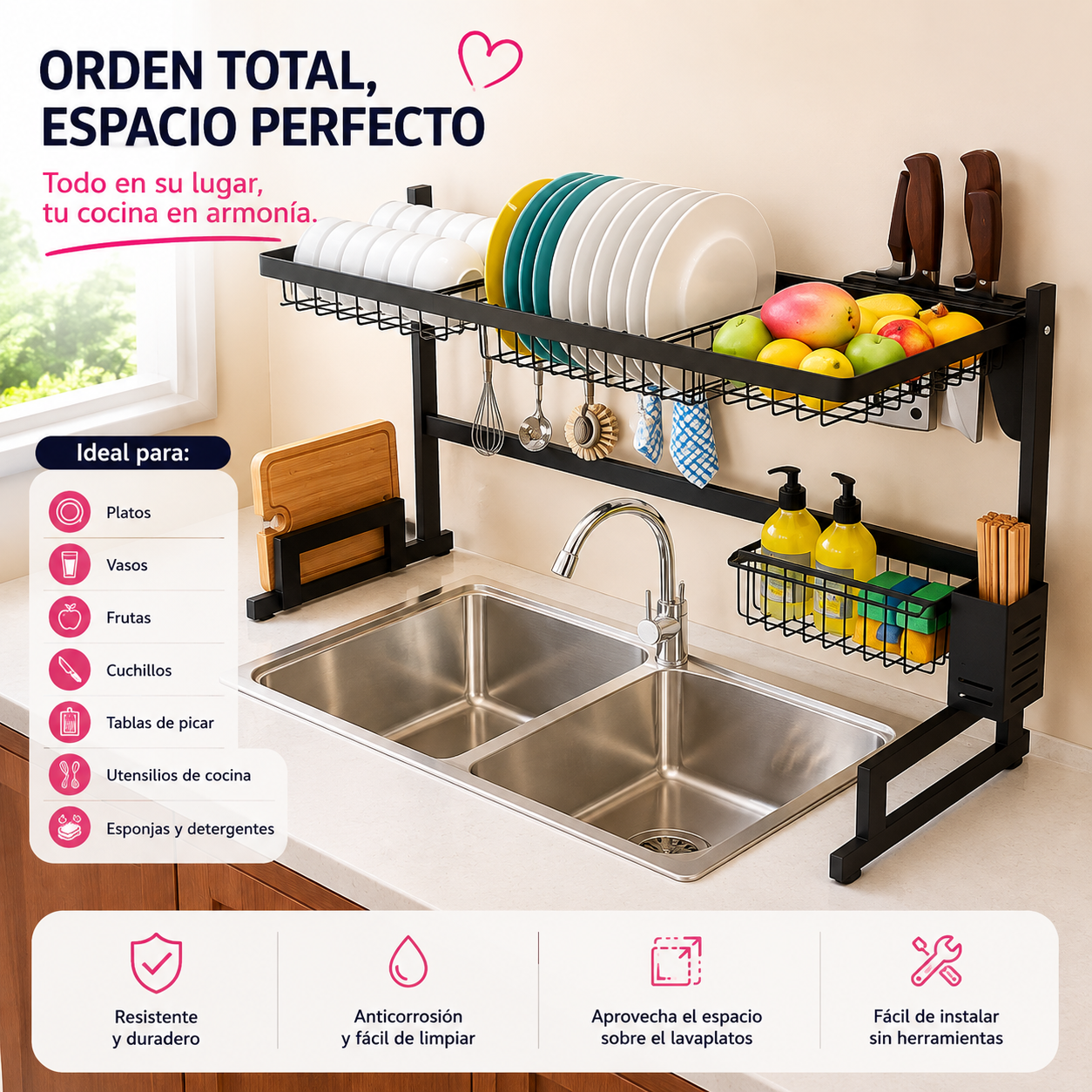 Escurridor de Platos sobre Fregadero 85CM