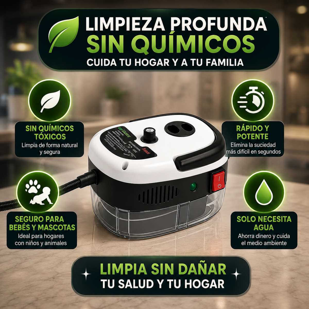 LIMPIADOR A VAPOR PORTÁTIL 100% SIN QUÍMICOS 💨