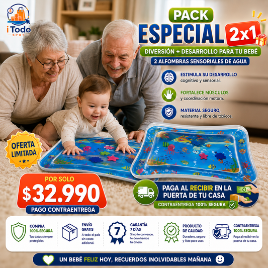 PACK ESPECIAL 2X1 - Alfombra Sensorial de Agua para Bebés 👶🏻🌈
