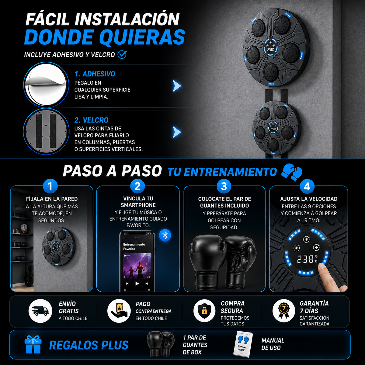 Máquina de Boxeo Musical + 🎁 Par Guantes