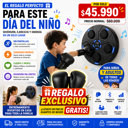 Máquina de Boxeo Musical + 🎁 Par Guantes
