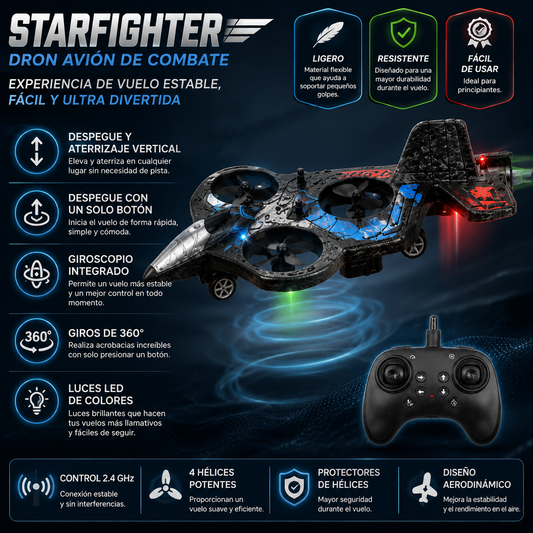 Dron Avión de Combate + 2 hélices de repuesto GRATIS