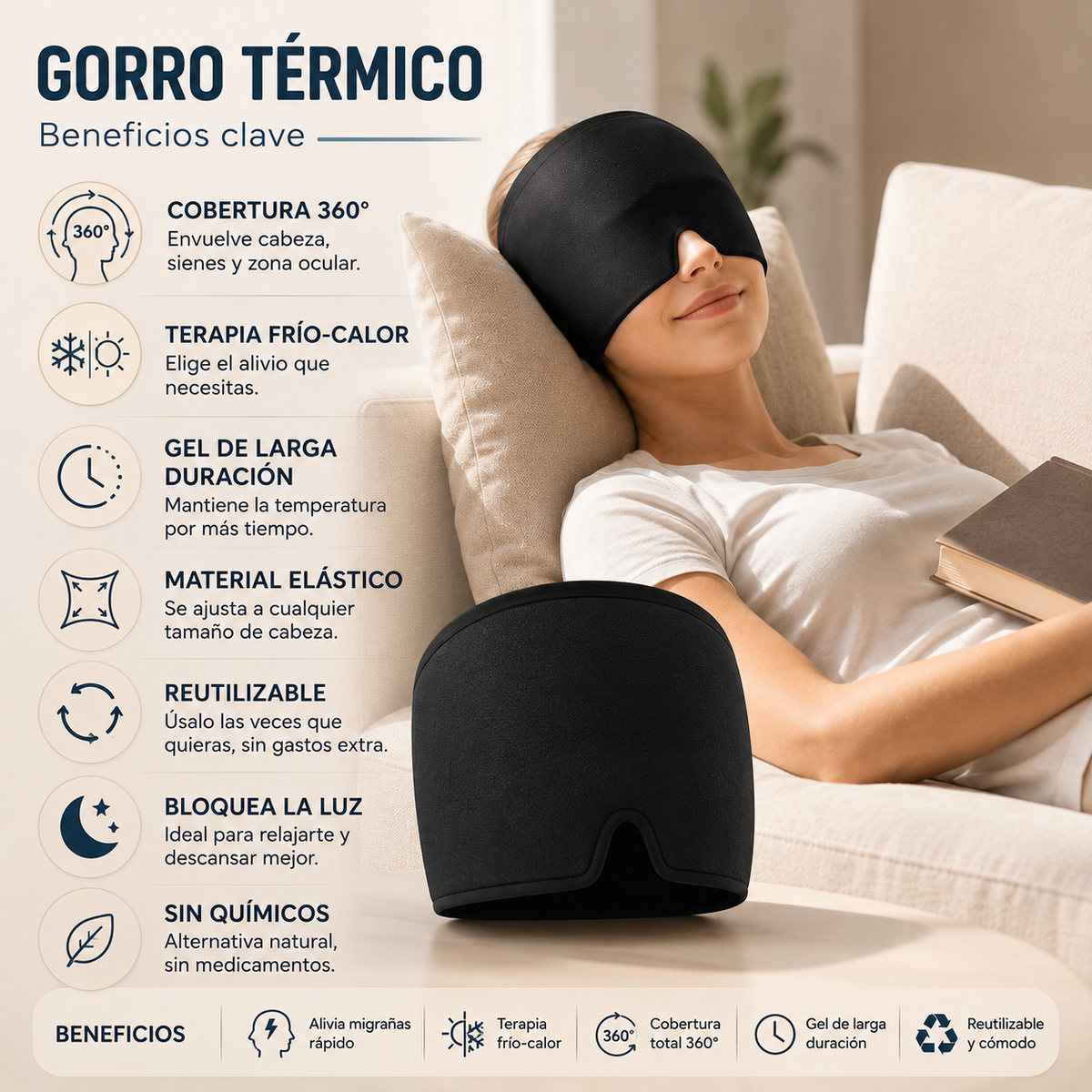 PACK 2x1 - GORRO ANTI MIGRAÑA + Cinturón Cólico Térmico