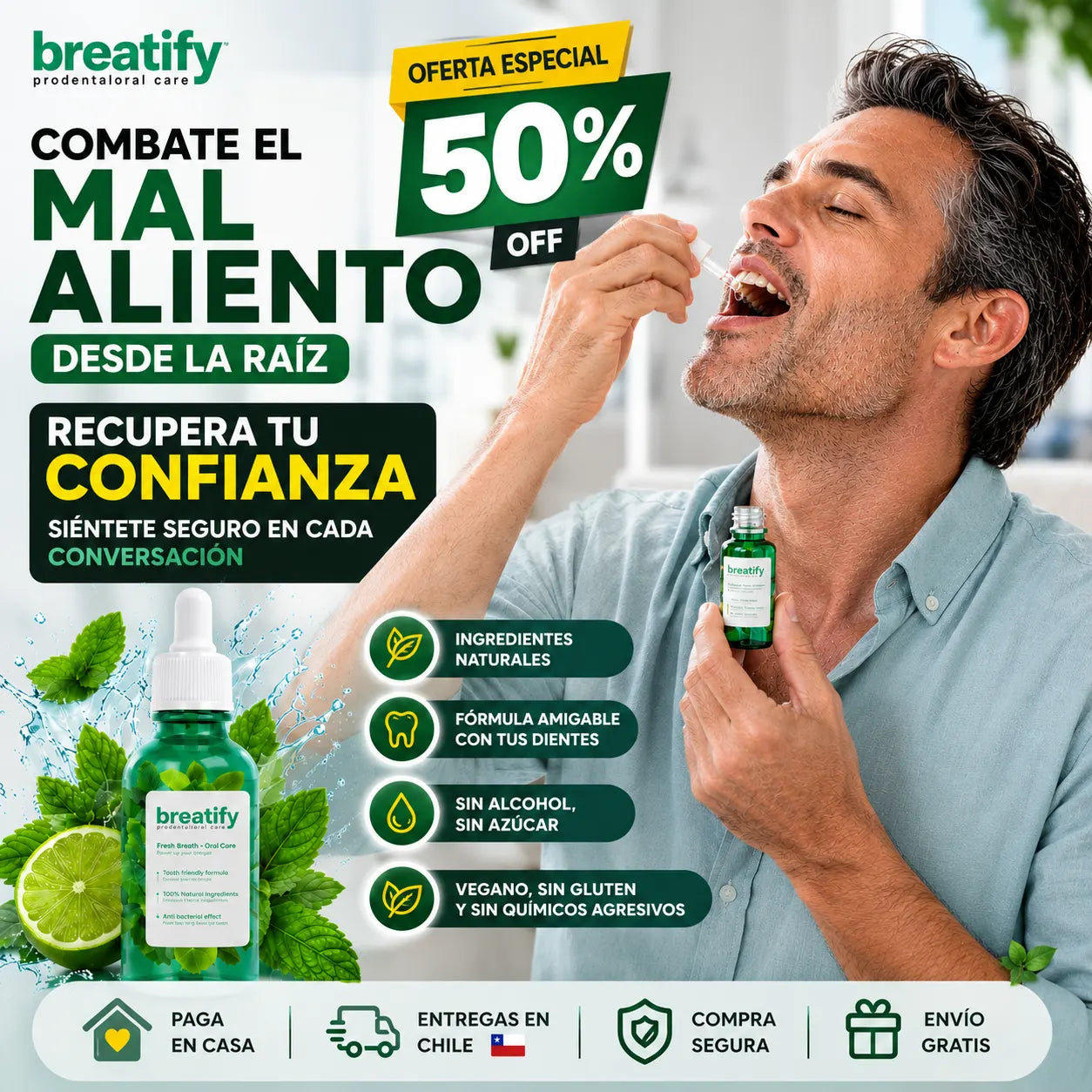 🍃BREATIFY | Gotas contra el mal aliento 50% OFF