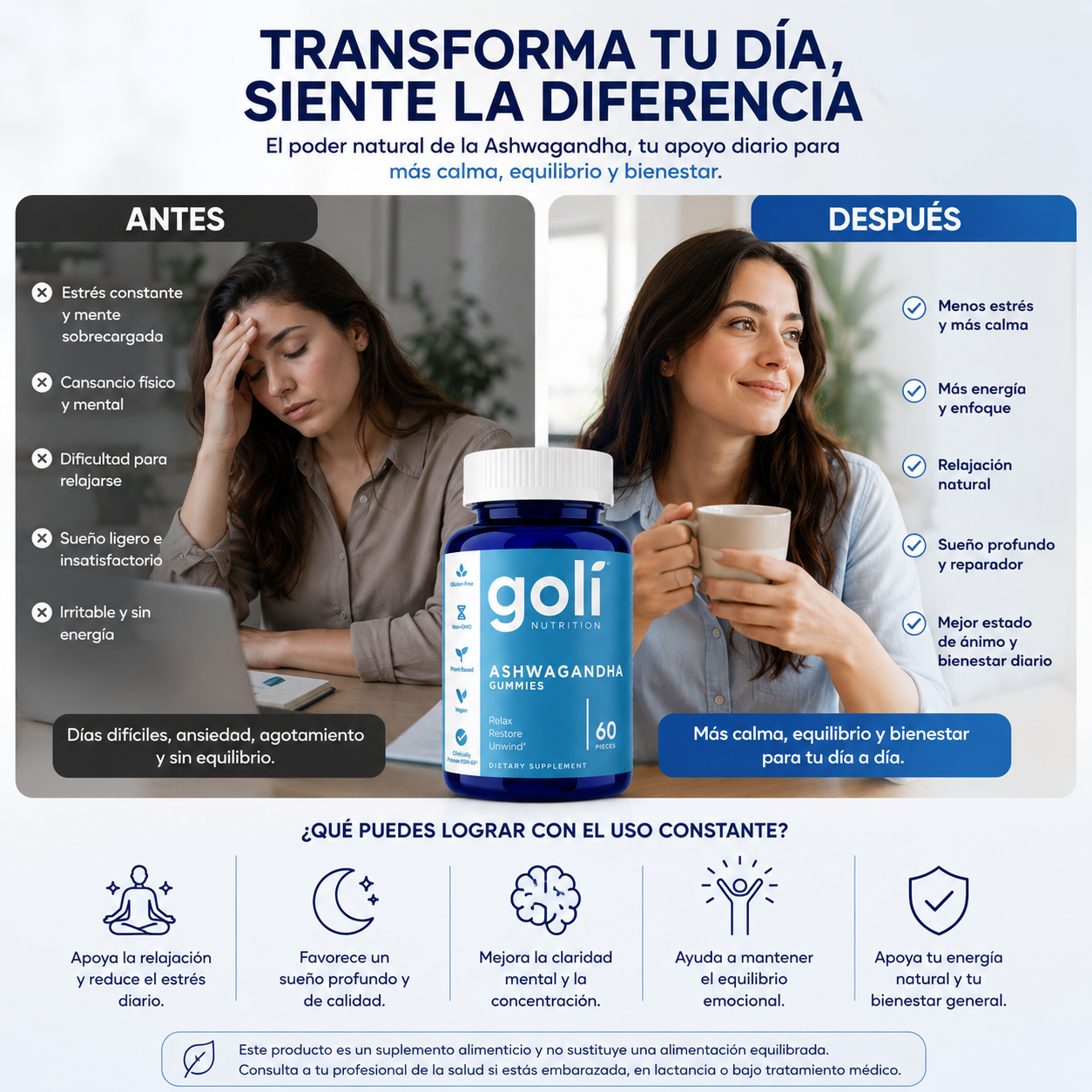 GOLI 🔵 - Gomitas de Ashwagandha - 60 unidades ☁️