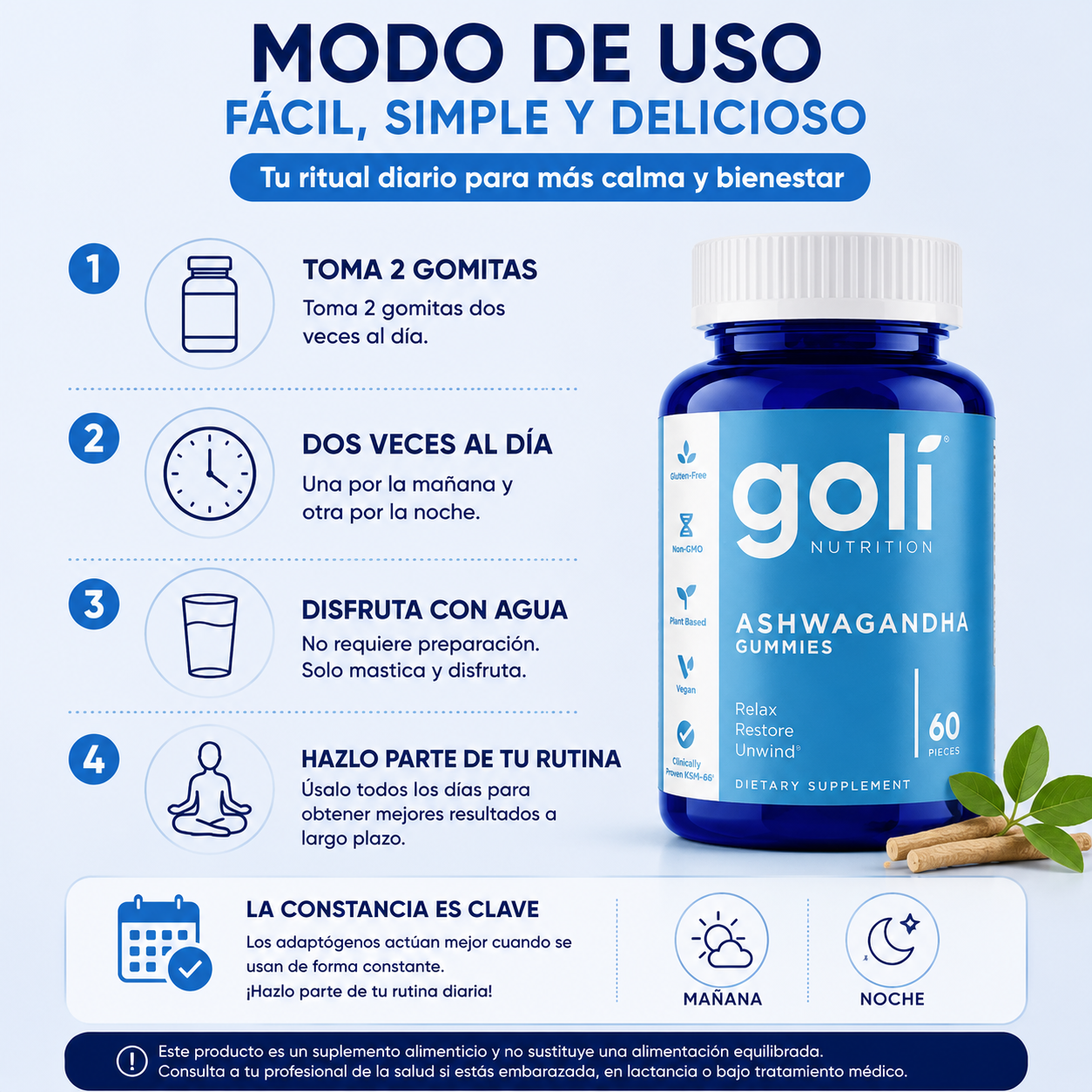 GOLI 🔵 - Gomitas de Ashwagandha - 60 unidades ☁️