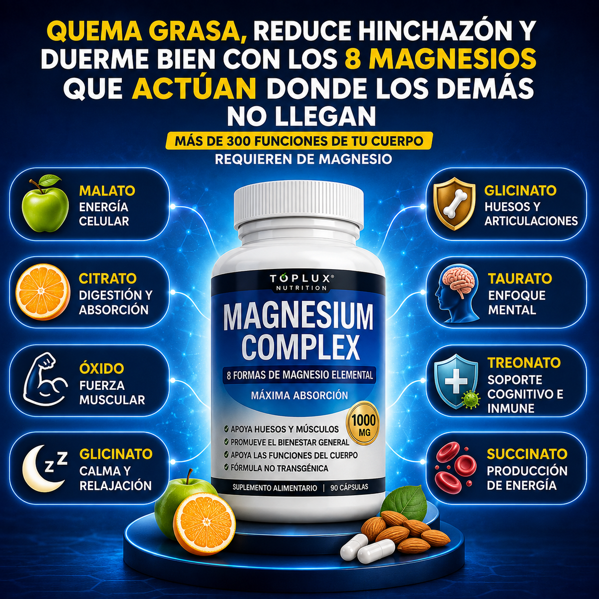 PACK 2 X 1 - MAGNESIO COMPLEX 8 en 1 de 1000 mg