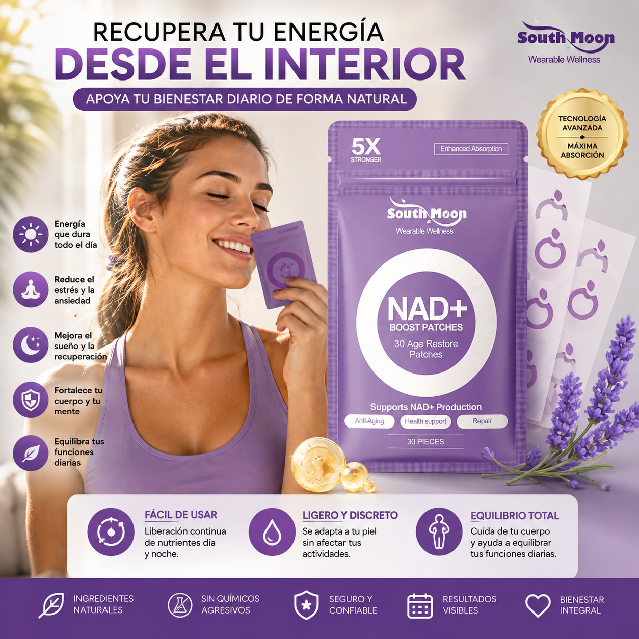 30 Parches NAD+ Antiedad Energía y Bienestar