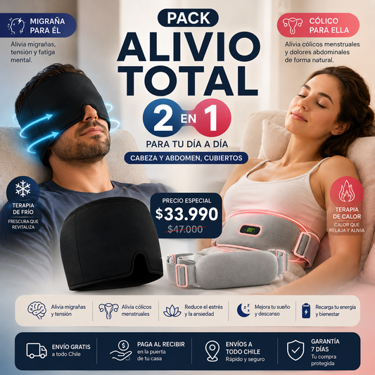 PACK 2x1 - GORRO ANTI MIGRAÑA + Cinturón Cólico Térmico