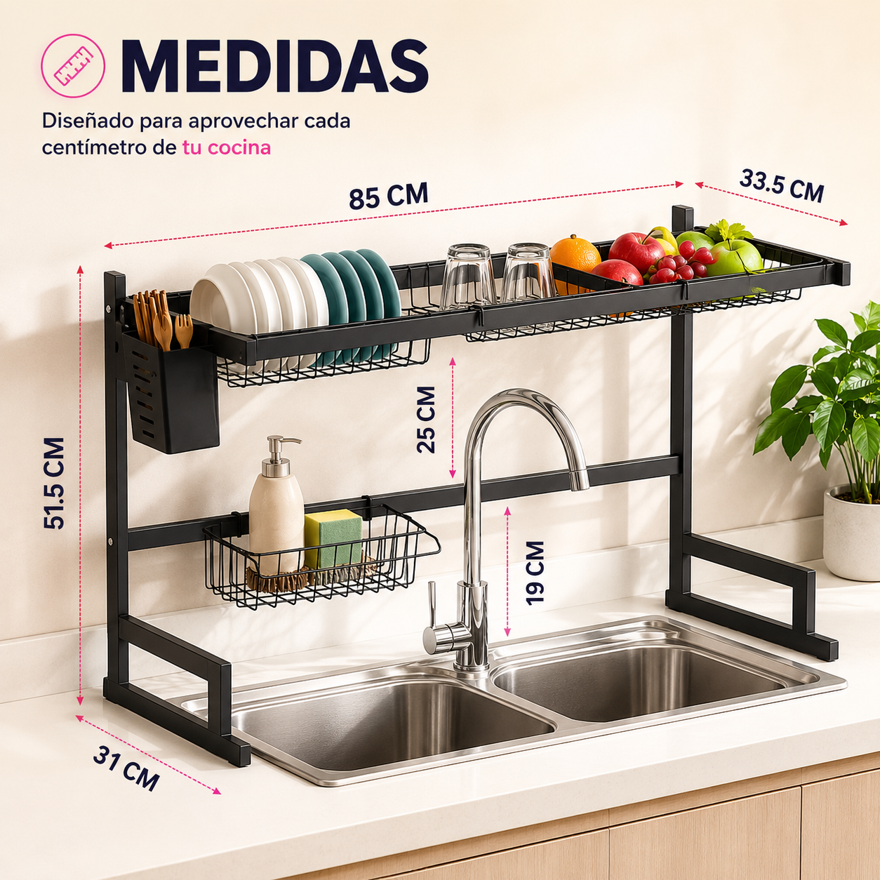 Escurridor de Platos sobre Fregadero 85CM