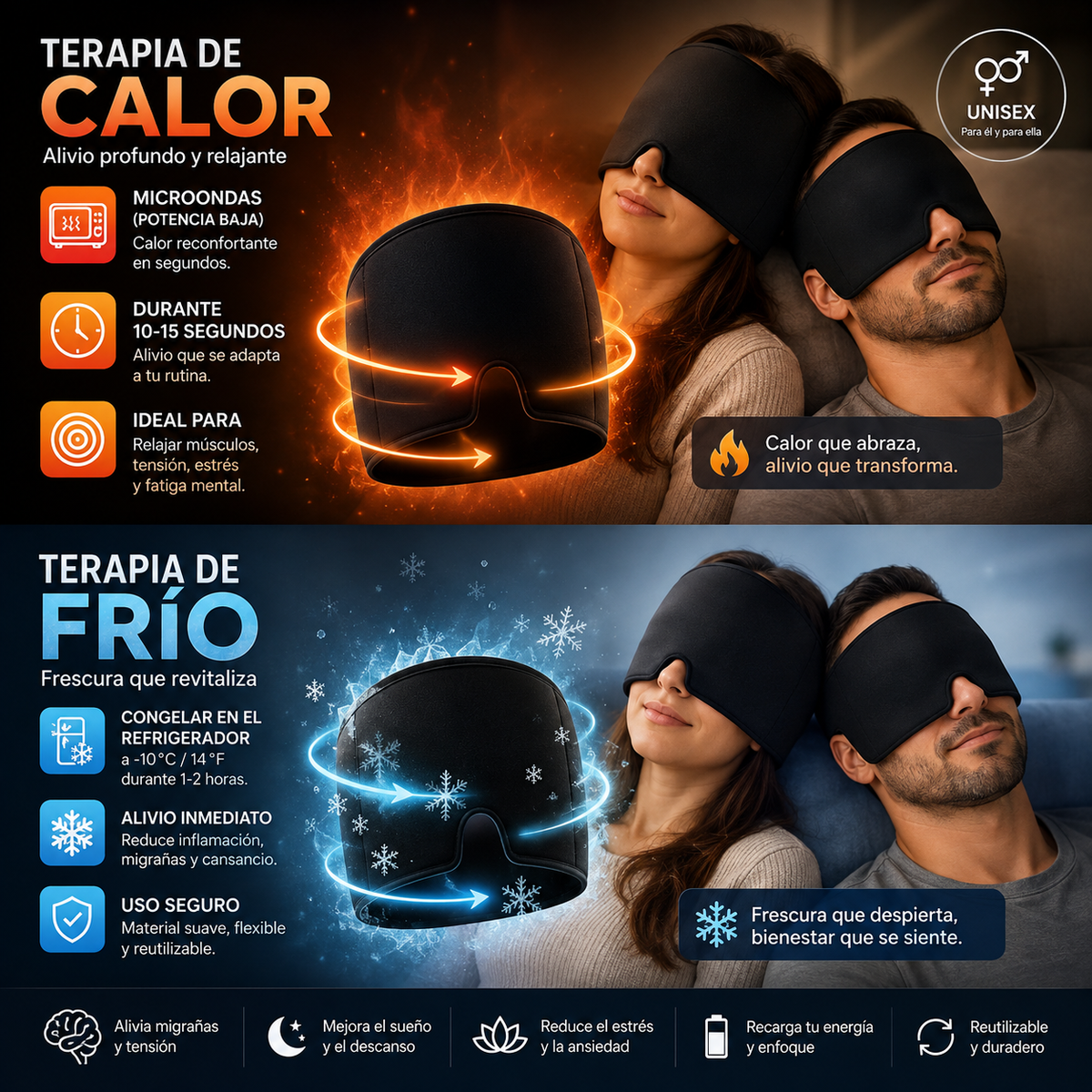 PACK 2x1 - GORRO ANTI MIGRAÑA + Cinturón Cólico Térmico